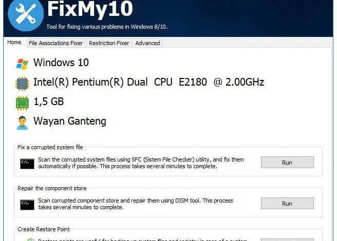 تحميل برنامج FixMy10 2023 لإصلاح كل مشاكل النظام