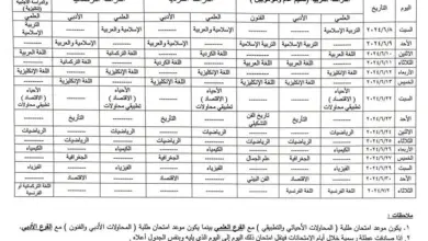 جدول امتحانات السادس اعدادي 2024 دور اول عموم العراق