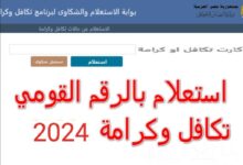 الاستعلام عن تكافل وكرامة 2024 باستخدام الرقم القومي عبر moss.gov.eg وموعد وأماكن الصرف